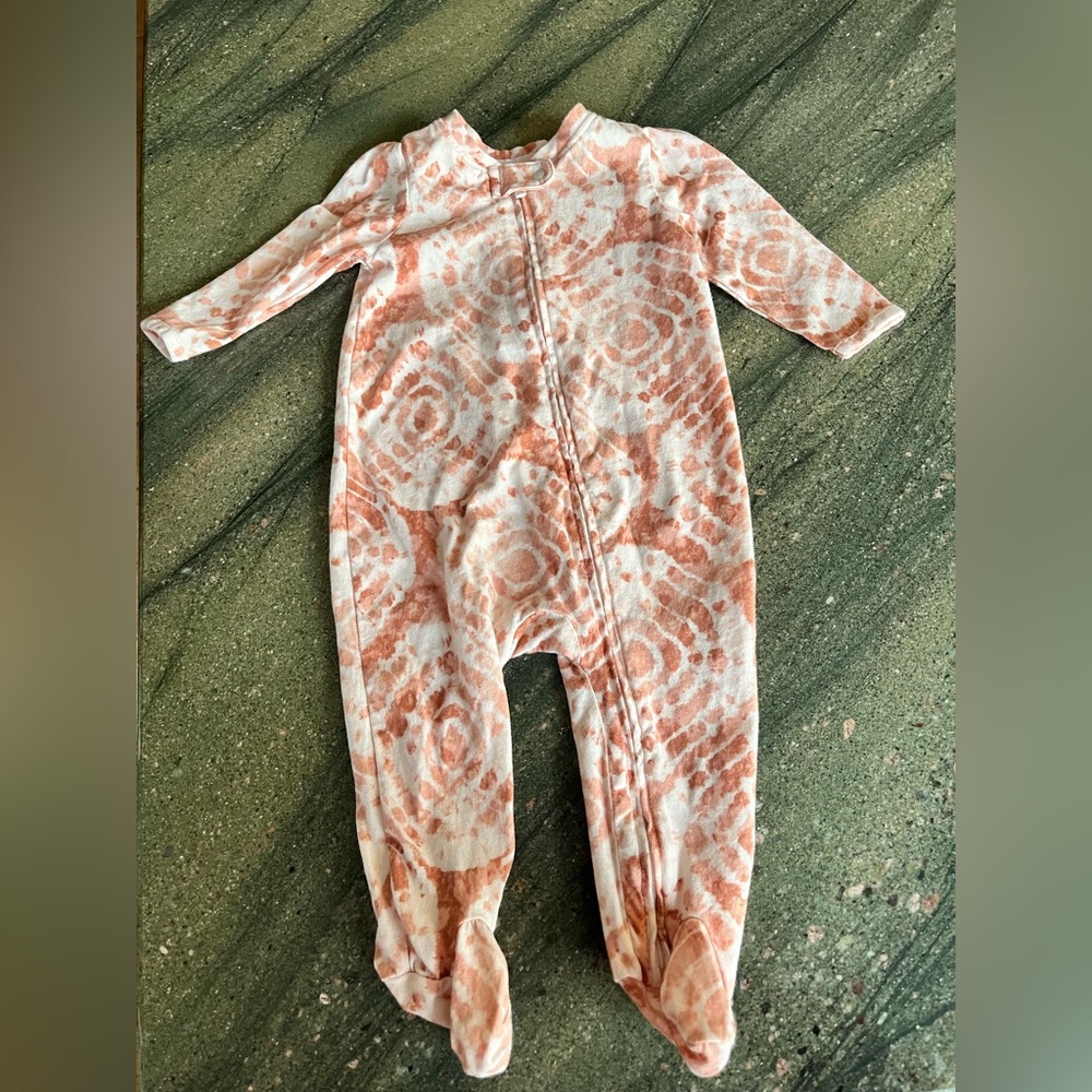 GAP Peach and White Tie-Dye Baby Footed One-Piece